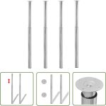 The living store pieds de table t�lescopiques 4 pcs chrome 710 mm - 1100 mm - pieds de table t�lescopiques ...