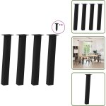 The living store - vidaxl pieds de table basse 4 pcs noir 72 cm acier