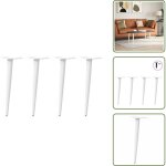 The living store - vidaxl pieds de table basse forme conique 4 pcs blanc 30 - 31 cm acier