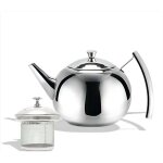 Th�i�re en acier inoxydable avec passoire, cafeti�re bouilloire avec couvercle et poign�e, th� biologique ...