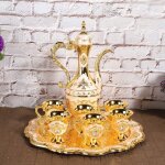 Th�i�re en m�tal turque vintage, theiere marocaine th�i�re en m�tal avec 6 tasses et plateau, service ...