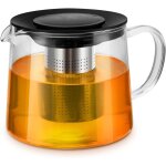 Th�i�re verre 1, 5l, infuseur acier inoxydable, couvercle, r�sistante chaleur, pour th� fleuri / feuilles ...