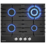 Thermomate - plaque de cuisson  gaz naturel / butane / propane encastrable, avec grilles en fonte maille ...