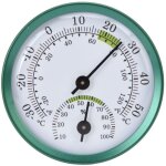 Thermom�tre hygrom�tre mural mini transparent � grand cadran - cuvette aluminium vert 5. 7cm - sans pile ...