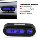 Thermom�tre de voiture voltm�tre horloge, 2 en 1 int�rieur de v�hicule de voiture mini montre �lectronique ...