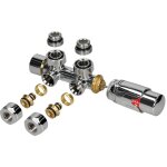 Set de raccordement thermostatique chrom multiblock forme d'angle avec tte thermostatique pour radiateur ...