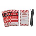 Lot de 10 �tiquettes 'danger - ne pas mettre en marche - en cours d'entretien' - langue fr / gb / es ...