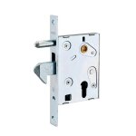 Boitier de serrure encastrable � cylindre pour portail, axe 64mm, bouts carr�s, zingu� - thirard