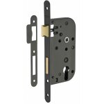 Boitier de serrure encastrable � cylindre pour porte d'entr�e, axe 50mm, bouts ronds, noir - thirard