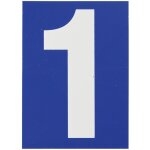Plaque de signalisation 1, marquage blanc sur fond bleu, panneau pvc adhsif, 65x90mm thirard