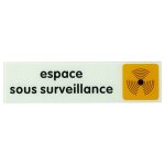 Plaque signalétique 170x45mm espace sous surveillance avec adhésif - thirard Plaque signalétique 170x45mm espace sous surveillance avec adhésif - thirard