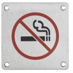 Plaque de signalisation non fumeur ,  visser, inox bross, marquage noir, 100x100mm thirard