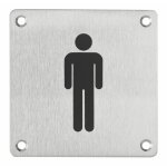 Plaque de signalisation wc homme ,  visser, inox bross, marquage noir, 100x100mm thirard