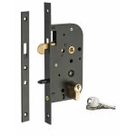 Serrure encastrable crochet  cylindre pour porte coulissante, axe 50mm, cylindre 30x30mm, bouts carrs, ...