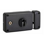 Boitier de serrure horizontale en applique double entr�e � fouillot, droite, axe 55mm, 140x88mm, noir ...