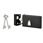 Serrure horizontale 4 gorges en applique  cl  crochet pour portail, gauche, axe 58mm, 140x82mm, noir, ...