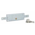 Serrure en applique horizontale � cylindre pour rideau m�tallique, 2 pts lat�raux, 157x55mm, zingu�, ...