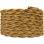 Tibelec - c�ble �lectrique torsad� tissu dor� antique 3 m�tres