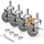 Tigrezy - roulettes pivotantes verrouillables de 7, 6 cm (3 pouces), lot de 4, tige filet�e 9, 5 mm - ...