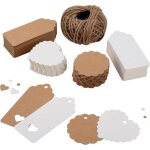 Tiquette cadeau 200pcs �tiquette en papier kraft de brun et blanc, �tiquettes vierges en rectangulaire ...