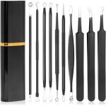 Tire comedon, extracteur point noir, professionnel blackhead remover outil avec �tui en m�tal (noir)