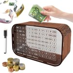 Tirelire en bois acrylique transparent avec chiffres cibles - avec stylo effa�able avec objectif d'�pargne ...