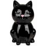 Tirelire chat coeur 15 cm - noir