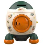 Tirelire fus�e spatiale style cartoon pour enfants - cadeau gar�ons filles vert morandi