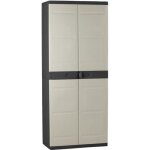 Titanium plastiken armoire haute 2 portes avec etageres - 70 x 44 x 176 cm - beige et noir - gamme titanium ... Titanium plastiken armoire haute 2 portes avec etageres - 70 x 44 x 176 cm - beige et noir - gamme titanium ...