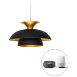 Titus - led suspension avec abat - jour - 1 lumi�re - � 50 cm - noir et or - moderne - �clairage int�rieur ...