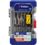 Tivoly - coffret 15 pièces - 9 forets bois 3 pointes ø 2 à 10mm + 6 méches bois plates ø 14 à 24mm Tivoly - coffret 15 pièces - 9 forets bois 3 pointes ø 2 à 10mm + 6 méches bois plates ø 14 à 24mm