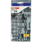 Coffret 39 pices - 17 tarauds + 17 filires m3  m12 & mf4  mf12 + 1 jauge  filet + 1 tournevis + ...