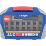 Coffret d'embouts de vissage standard 22 pices ? 21 embouts de vissage torsion impact + 1 porte - embout ...