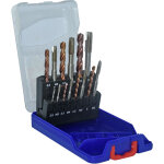 Coffret pro 14 pices ? 7 tarauds machines hss m3  m12 ? 7 forets mtaux hss 2, 5mm  10, 2mm ? longue ...