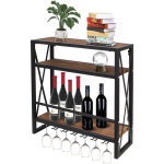 Etagre  bouteille mural avec casier en verreen bois mtal range bouteille vin en 3 etages pour 12 bouteilles ...
