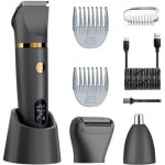 Tondeuse multifonction 3 en 1 pour poils pubiens et corporels, lames en titane, rasoir �lectrique �tanche ...