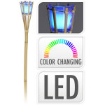 Koopman - torche en bambou couleur naturelle avec bougie led rgb et parfum�e � pile 77cm