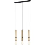 Torla - luminaire suspendu moderne noir  3 lumires avec abat - jour en laiton, dimmable e27 - italux ...