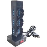 Tour multiprise verticale 9 prises 16 a schuko 250 v interrupteur marche / arr�t