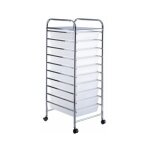 Costway tour de rangement desserte � roulettes chariot de rangement avec 10 tiroirs (transparent)