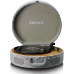 Tourne disque retro en bois avec haut parleurs integres bluetooth et cellule at3600l gris