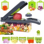 Trancheuse, coupe - l�gumes multifonction 12 en 1, 7 lames interchangeables en acier inoxydable avec ...