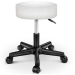 Tabouret de travail blanc tabouret à roulettes siège pivotant par 360° rembourrage de 10 cm - tresko Tabouret de travail blanc tabouret à roulettes siège pivotant par 360° rembourrage de 10 cm - tresko
