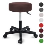 Tabouret de travail marron tabouret à roulettes siège pivotant par 360° rembourrage de 10 cm - tresko ... Tabouret de travail marron tabouret à roulettes siège pivotant par 360° rembourrage de 10 cm - tresko ...