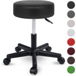 Tresko tabouret de travail noir tabouret � roulettes si�ge pivotant par 360� rembourrage de 10 cm