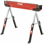 Tr�teau repliable / chevalet de sciage r�glable en hauteur, 590 kg, acier, 1090 x 520 - 690 x 610 - 820 ...