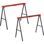 Tr�teau de travail, 2 pi�ces, pliable, 100 kg, hxlxp : 78 x 100 x 49 cm, tr�teau polyvalent, acier, rouge ...