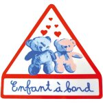 Triangle electrostatique enfant a bord ourson csk c4 auto voiture car caravane disque securite routiere ...