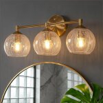 Tribesigns applique murale moderne dor�e salle de bain, 3 lumi�res avec abat - jour en verre crackle, ...