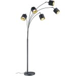 Reality leuchten - lampadaire design, lampadaire arc 5 lampes tommy noir en metal, trio